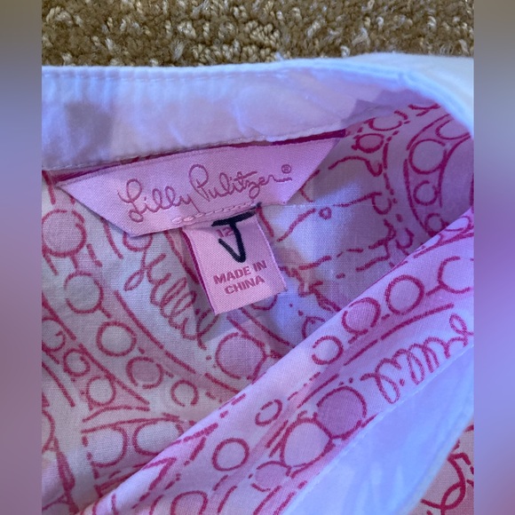 Lilly Pulitzer girls seahorse top pink/white sz 12 - Picture 4 of 15